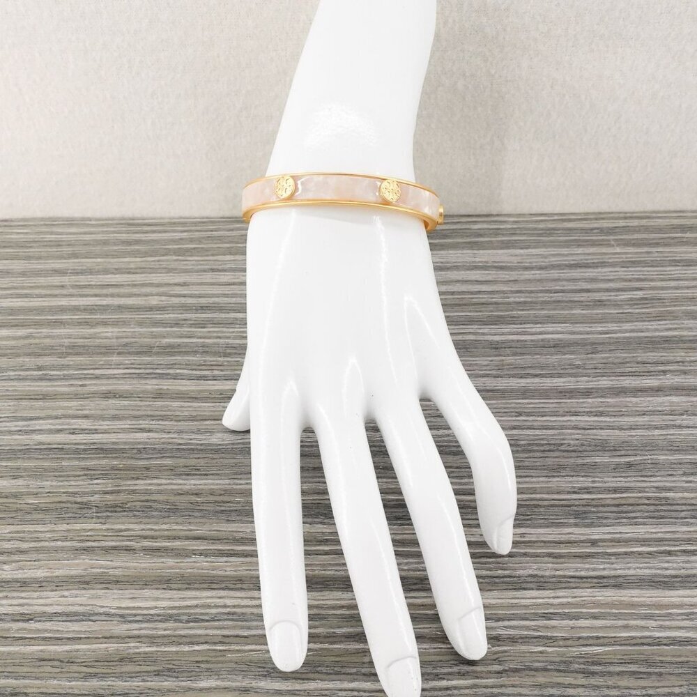 Tory Burch Miller Semiprecious Hinge Studded Bracelet Mother of Pearl OS - Picture 11 of 14